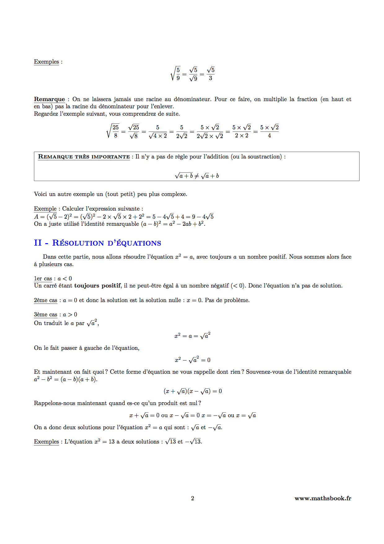 racines carrees resolution equations