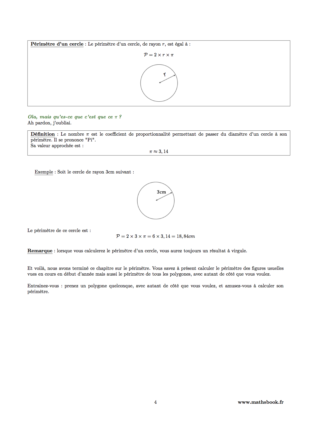 perimetre cercle