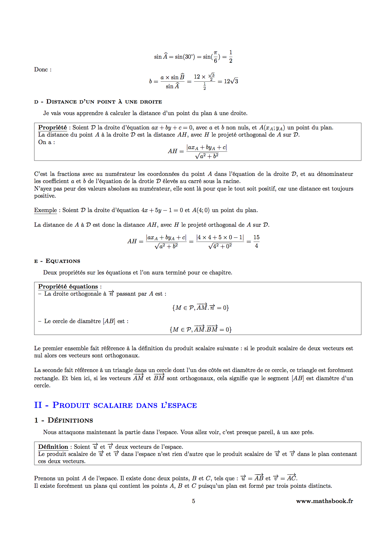 distance et equations scalaire